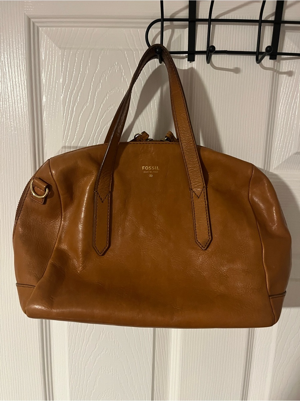 Fossil Women's Leather Satchel in Cognac Brown